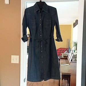 Denim button snap dress